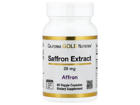 Saffron Extract with Affron 28мг California Gold Nutrition (60 вег капсул)