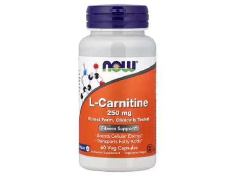 L-Carnitine 250мг NOW foods (60 вег капсул)