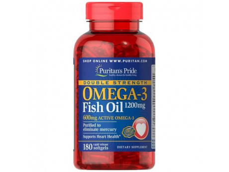 Double Strength Omega-3 Fish Oil 1200 мг/600 мг Puritan's Pride (180 капсул)