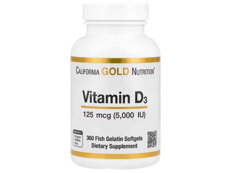 Vitamin D3 5000 IU California Gold Nutrition (360 капсул)