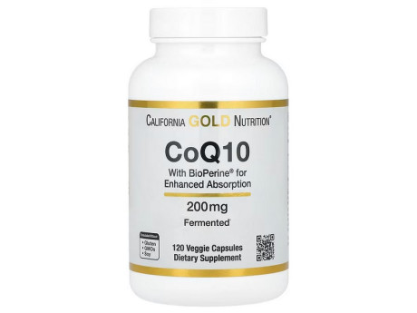 CoQ10 with Bioperine 200мг California Gold Nutrition (120 вег капсул)