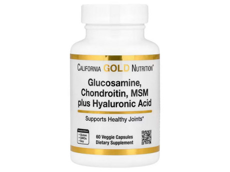Glucosamine, Chondroitin, MSM Plus Hyaluronic Acid California Gold Nutrition (60 вег капсул)
