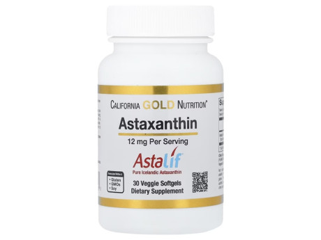 Astaxanthin 12мг California Gold Nutrition (30 вег капсул)