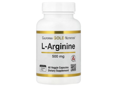 L-Arginine California Gold Nutrition (60 вег капсул)