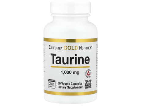 L-Taurine 1000мг California Gold Nutrition (60 вег капсул)