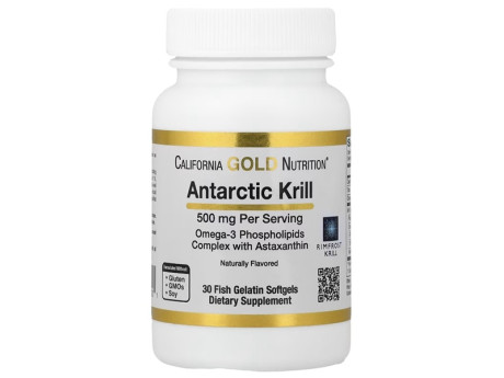 Antarctic Krill Oil 500мг California Gold Nutrition (30 вег капсул)