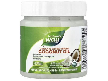 Organic Extra Virgin Coconut Oil 16 oz Nature's Way (453 грамів)