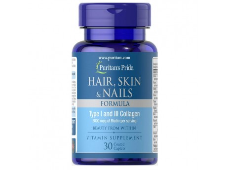 Hair, Skin & Nails Formula с Коллагеном 1 и 3 типа (60 капсул)