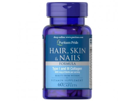 Hair, Skin & Nails Formula с Коллагеном 1 и 3 типа (60 капсул)