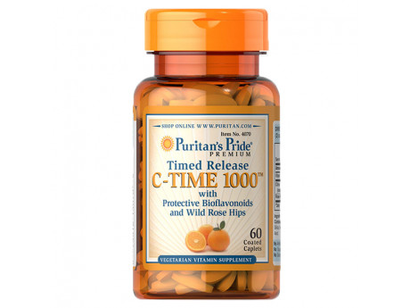 Vitamin C-1000 мг with Rose Hips Timed Release Puritan Pride (60 пігулок)
