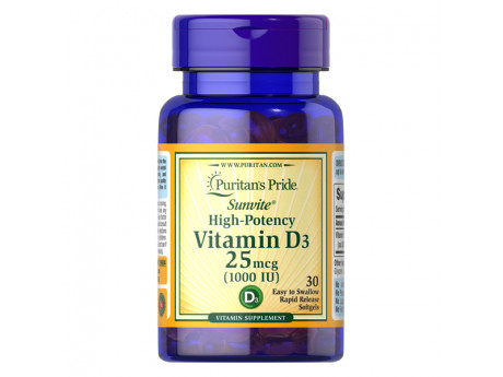 Vitamin D3 1000 IU Puritan's Pride (30 капсул)