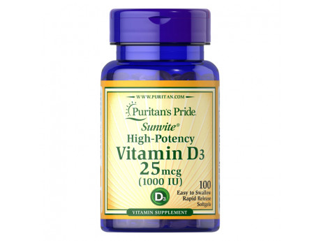 Vitamin D3 1000 IU Puritan's Pride (100 капсул)