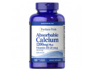 Absorbable Calcium+Vitamin D-3 1200 мг 1000 IU Puritan's Pride (100 капсул)