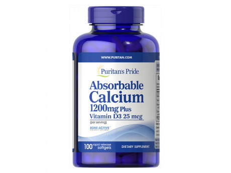 Absorbable Calcium+Vitamin D-3 1200 мг 1000 IU Puritan's Pride (100 капсул)