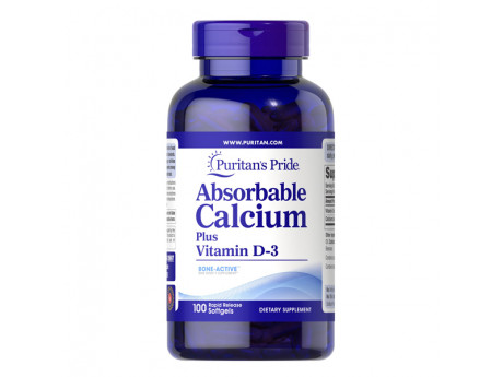 Absorbable Calcium+Vitamin D-3 1300 мг 1000 IU Puritan's Pride (100 капсул)