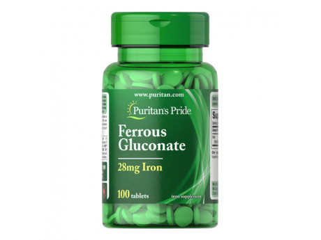 Iron Ferrous Gluconate 28 мг Puritan's Pride (100 таблеток)