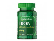Iron Ferrous Sulfate 65 мг Puritan's Pride (100 таблеток)
