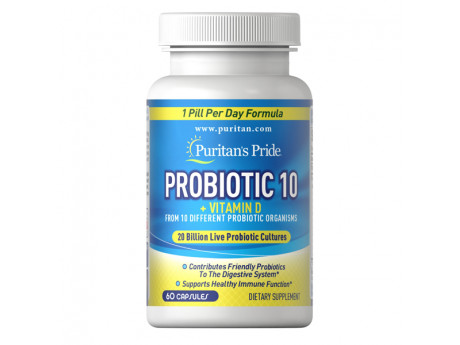 Probiotic 10 with Vitamin D Puritan's Pride (60 капсул)