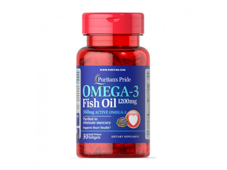 Omega-3 Fish Oil 1200 мг 360 мг Active Omega-3 Puritan's Pride (30 капсул)