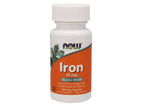 Iron 18 mg Ferrochel(r) NOW (120 вег капсул)