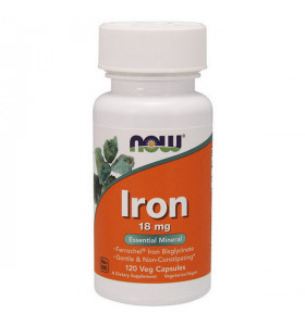 Iron 18 mg Ferrochel(r) NOW (120 вег капсул)