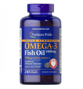 Triple Strength Omega-3 Fish Oil 1400мг Puritan's Pride (240 капсул)