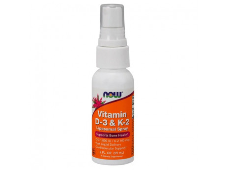 Vitamin D-3 1000 IU & K-2 100 mcg Spray 2 Oz NOW (59 МЛ)