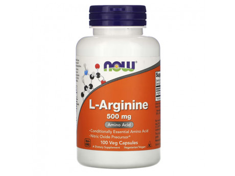 L-Arginine 500 mg NOW Foods (100 вег капсул)