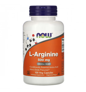 L-Arginine 500 mg NOW Foods (100 вег капсул)