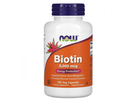Biotin 5000 мкг NOW (60 вег капсул)