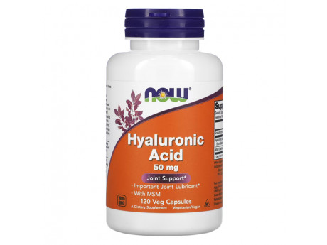Hyaluronic Acid 50 мг + MSM NOW (120 вег капсул)
