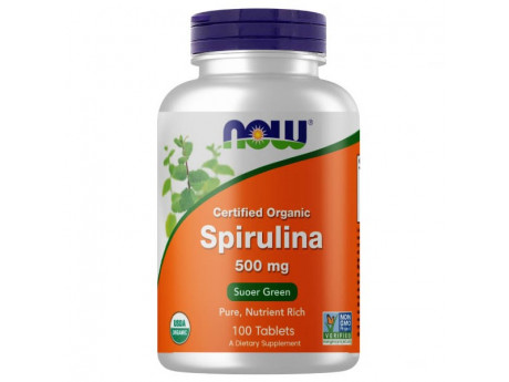 Organic Spirulina 500 мг NOW (100 таблеток)