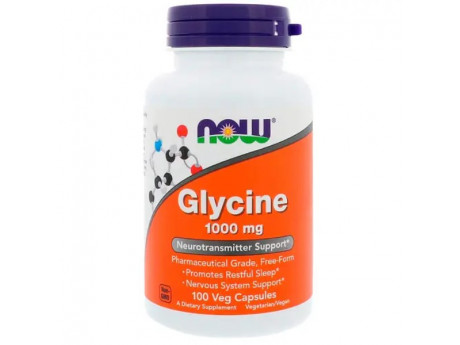 Glycine 1000 мг NOW (100 вег капсул)