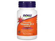 Chewable Vitamin D-3 000 IU Fruit NOW (180 таблеток)