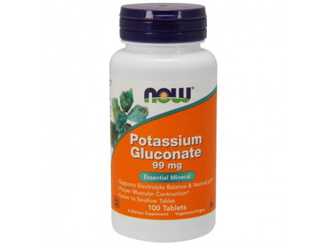 Potassium Gluconate 99 мг NOW (100 таблеток)