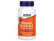 Vitamin D-3 and K-2 1000 IU/45 мкг NOW (120 веган кап)