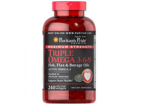 Maximum Strength Triple Omega 3-6-9 Fish Flax and Borage Oils 