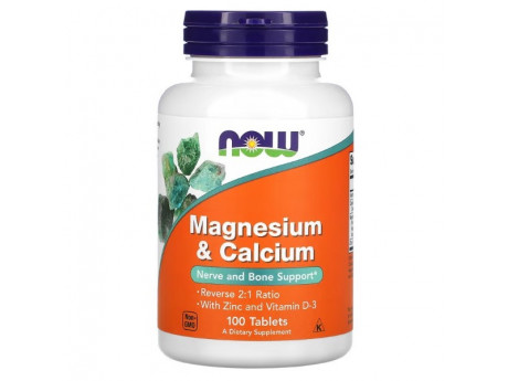 Magnesium & Calcium 500 mg 250 mg NOW (100 таблеток)