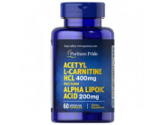 Acetyl L-carnitine 400 мг with Alpha Lipoic Acid Puritan's Pride (60 капсул)