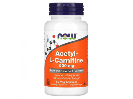 Acetyl L-Carnitine 500 мг NOW (50 вег капсул)