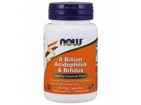 8 Billion Acidophilus Bifidus NOW (60 вег капсул)