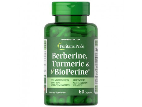 Berberine, Turmeric & BioPerine Black Pepper Puritan's Pride (60 капсул)