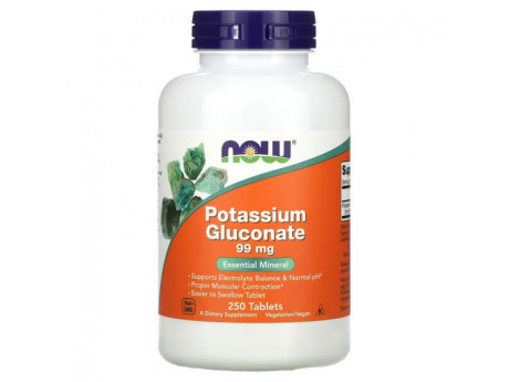 Potassium Gluconate 99 мг NOW (250 таблеток)