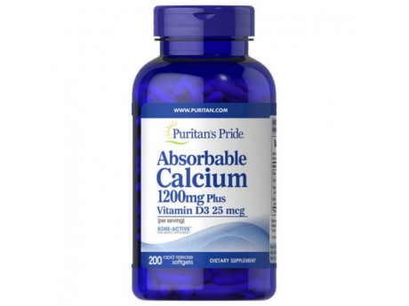 Absorbable Calcium 1200 мг Plus Vitamin D3 25 мкг Puritan's Pride (200 капсул)
