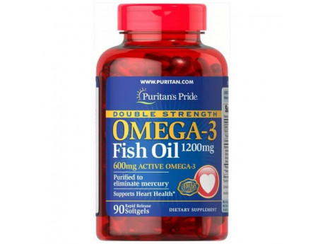 Double Strength Omega-3 Fish Oil 1200 мг/600 мг Puritan's Pride (90 капсул)