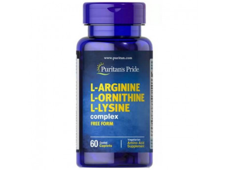 L-Arginine L-Ornithine L-Lysine Puritan's Pride (60 таблеток)