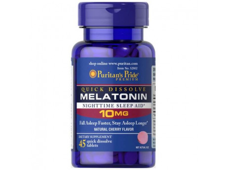 Melatonin 10 мг Quick Dissolve Puritan's Pride (45 таблеток)