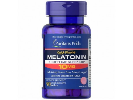 Melatonin 10 мг Quick Dissolve Puritan's Pride (90 таблеток)