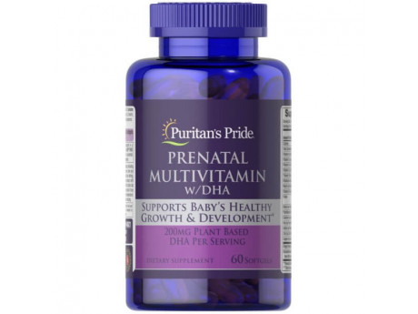 Prenatal Multivitamin with DHA Puritan's Pride (60 капсул)