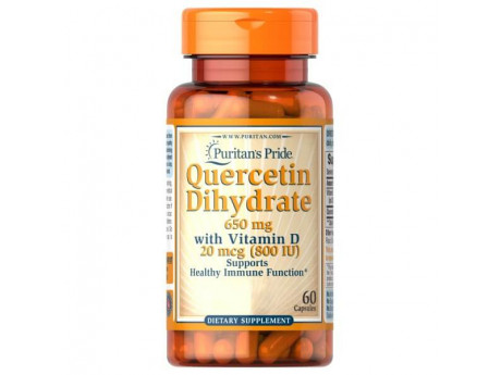 Quercetin Dihydrate 650 мг with Vitamin D 800 IU Puritan's Pride (60 капсул)